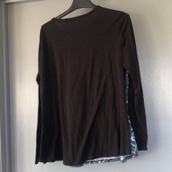 Panhandle Size XL Women's V Neck Cutout Long Sleeve Blue Aztec Southwest Top - Picture 2 of 7